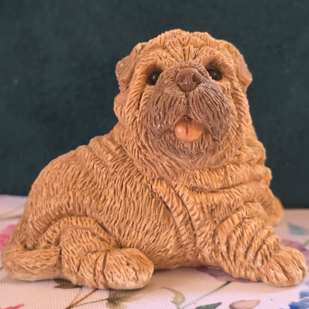 United Design Corp‎ Shar Pei Figurine Small Tan Good 1988 UDC Dog Sculpture